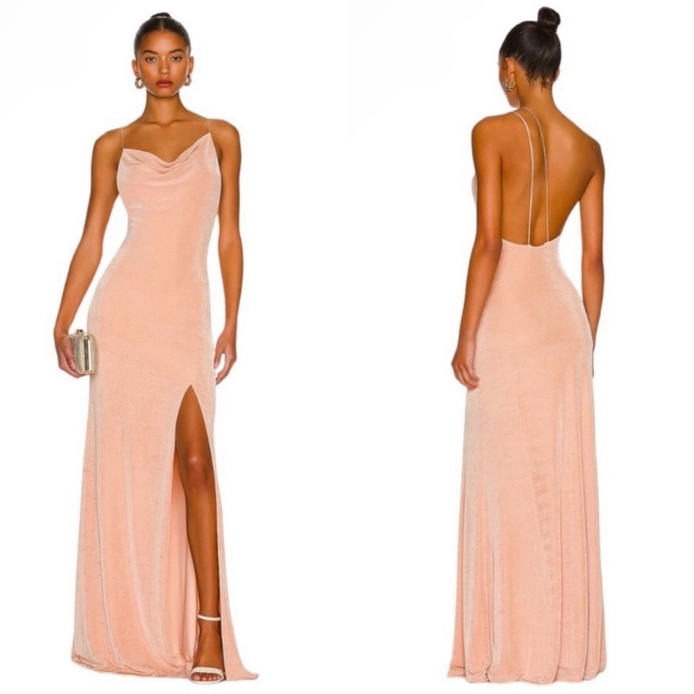 NEW NWT Misha X Revolve Celestine Maxi Gown In Pink Champagne